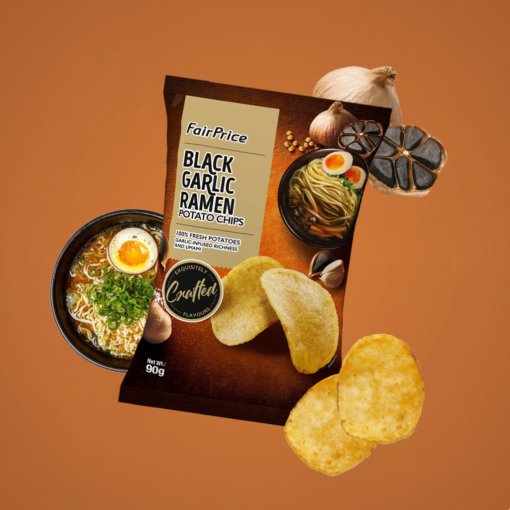 FairPrice Potato Chips Black Garlic Ramen 90g