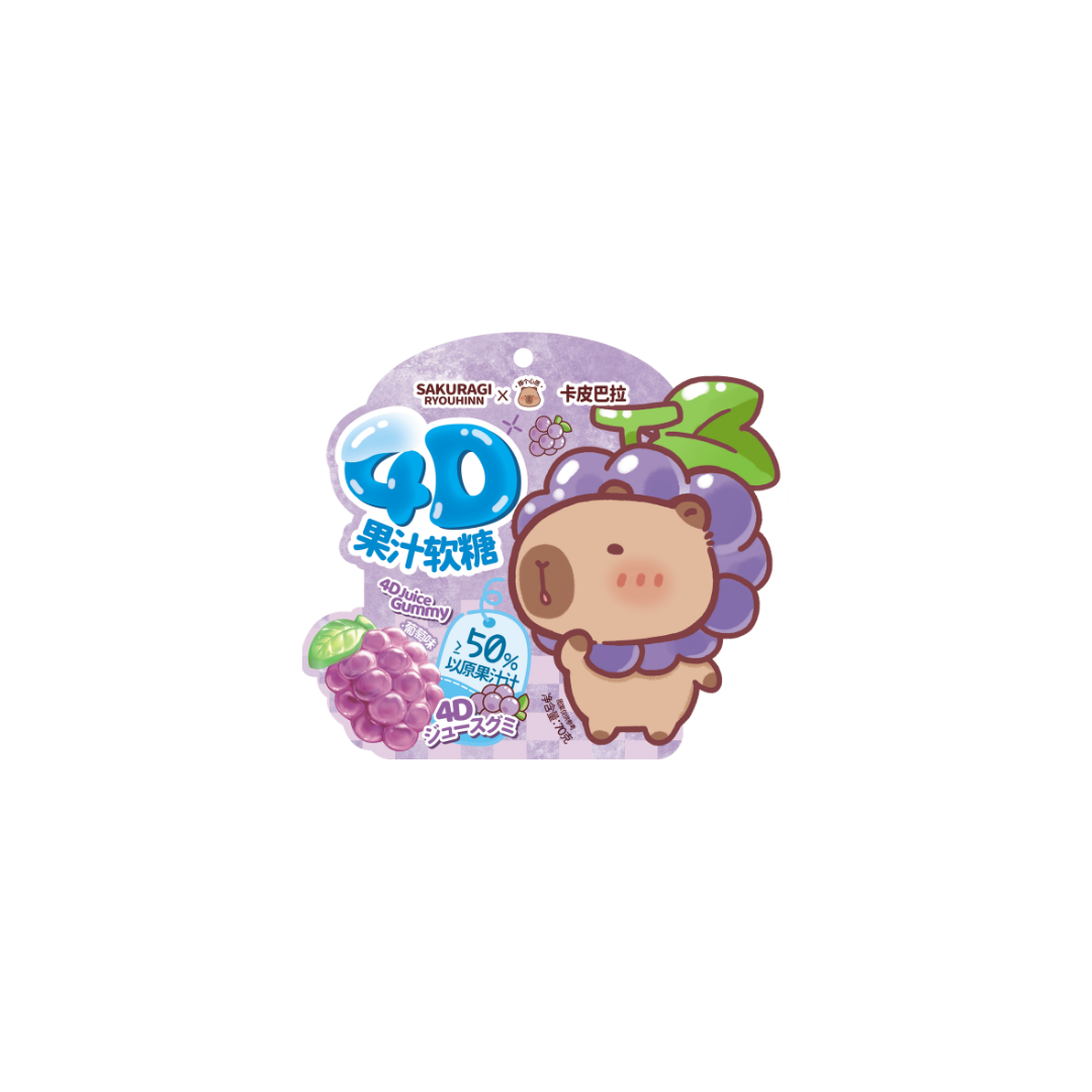 Sakuragi Ryouhinn Capybara 4D Juice Gummy Grape Flavor 70g NON HALAL