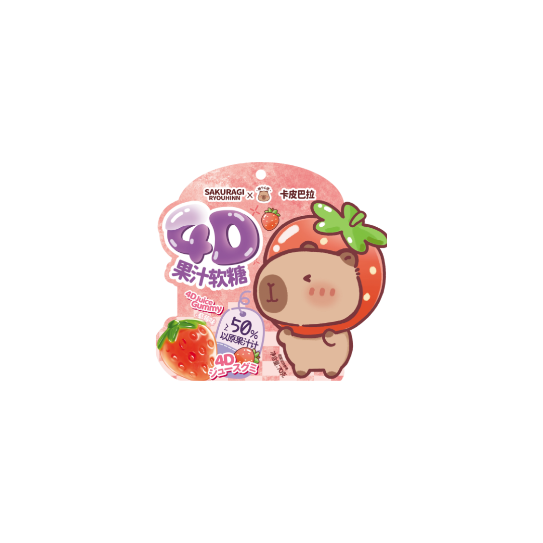Sakuragi Ryouhinn Capybara 4D Juice Gummy Strawberry Flavor 70g NON HALAL