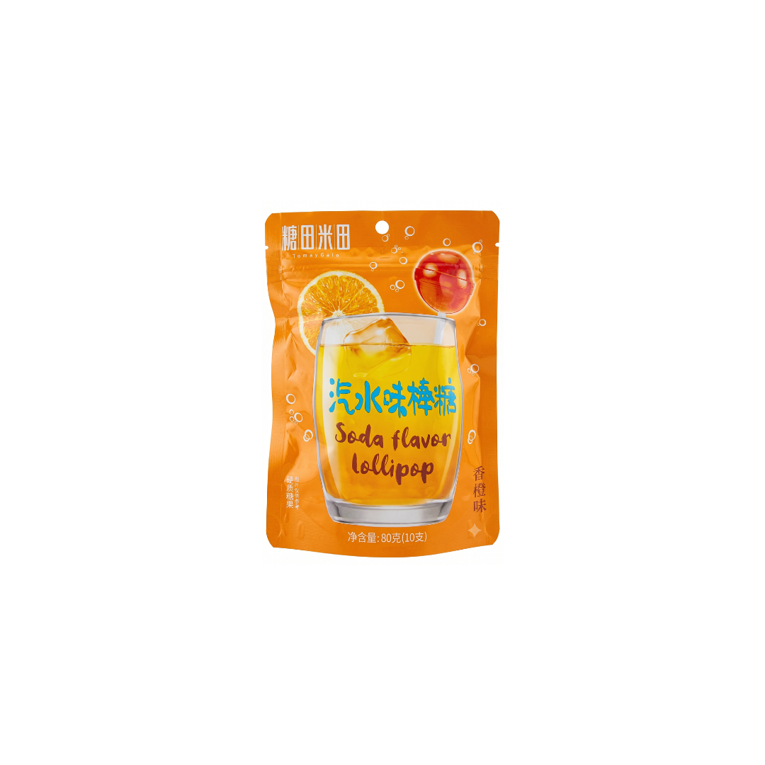 Tommy & tim soda lolipop candy orange 80gr