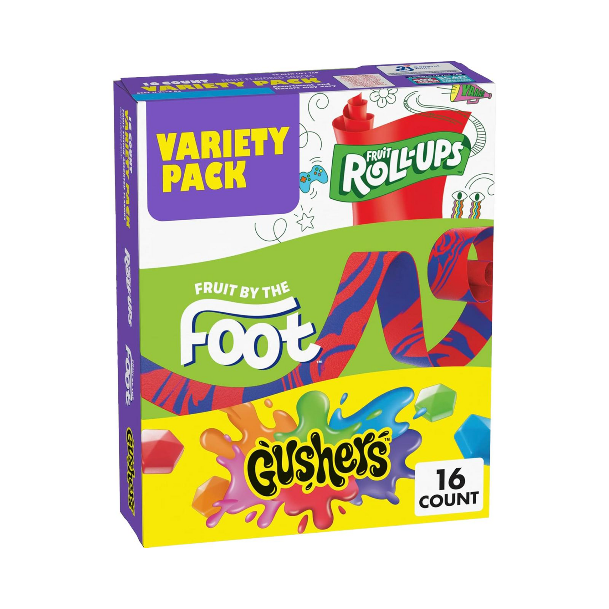 Fruit Roll-Ups, Fruit By The Foot, Gushers Variety Pack 5.1 oz