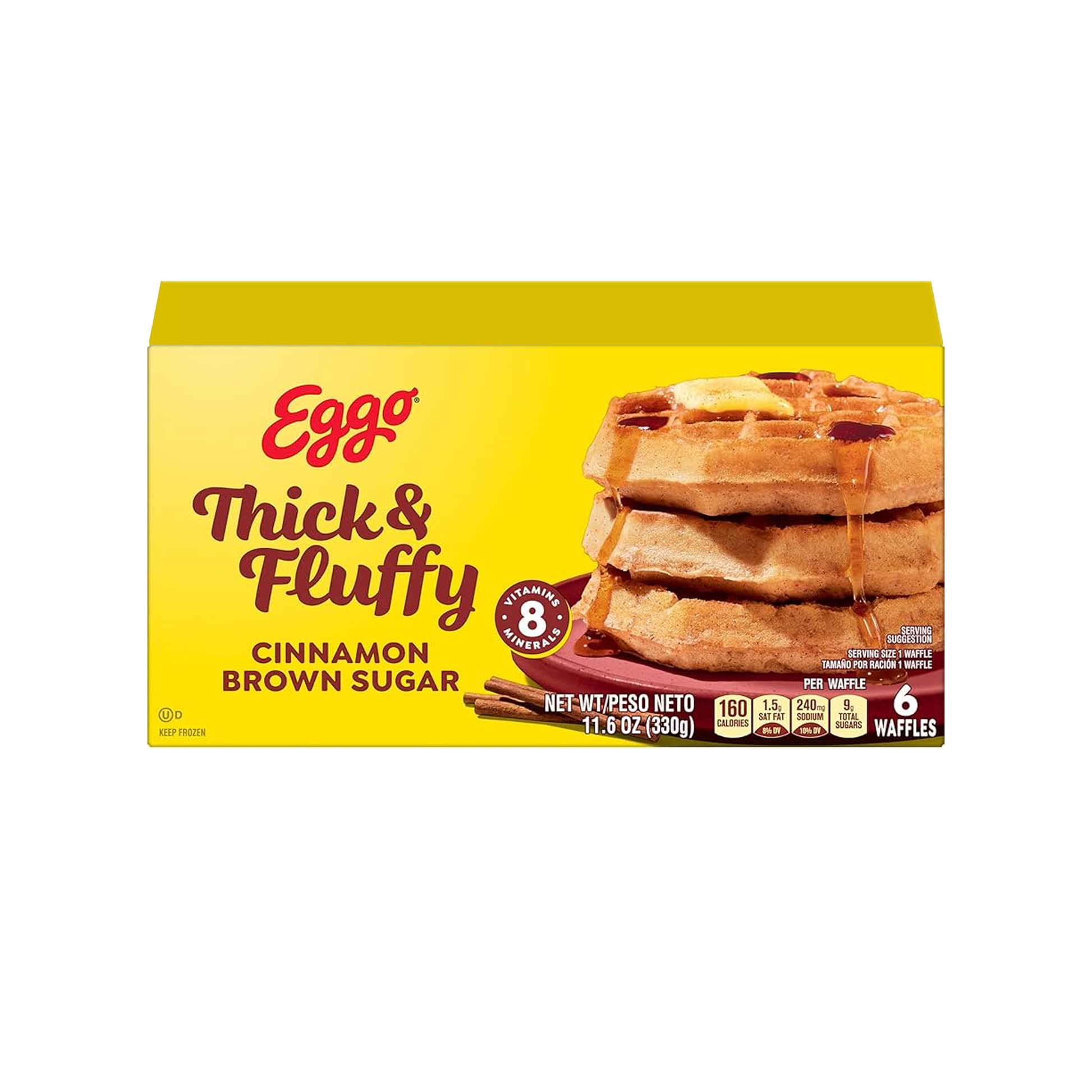 Kelloggs Eggo Waffles Thick & Fluffy Cinnamon Brown Sugar 11.6 oz