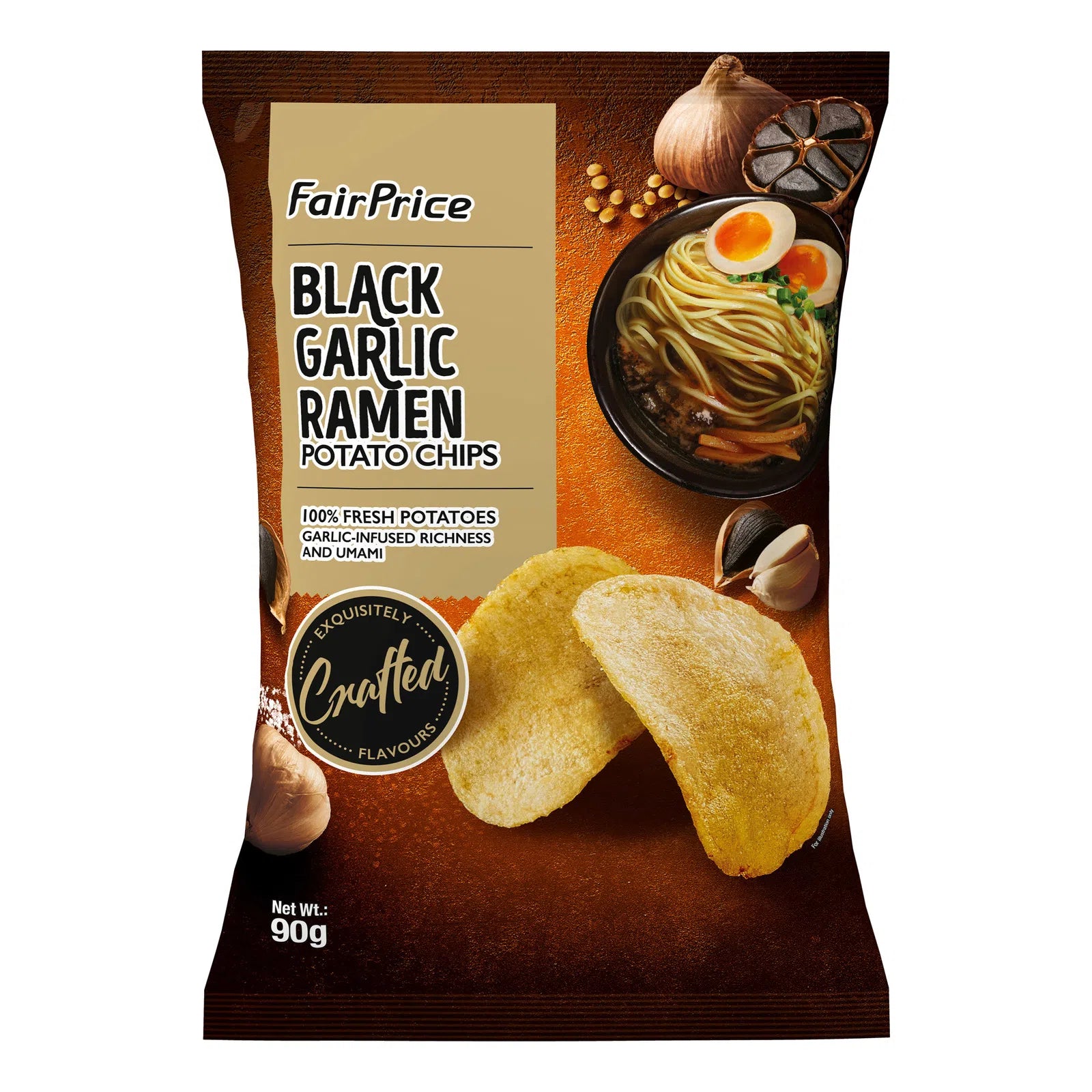 FairPrice Potato Chips Black Garlic Ramen 90g