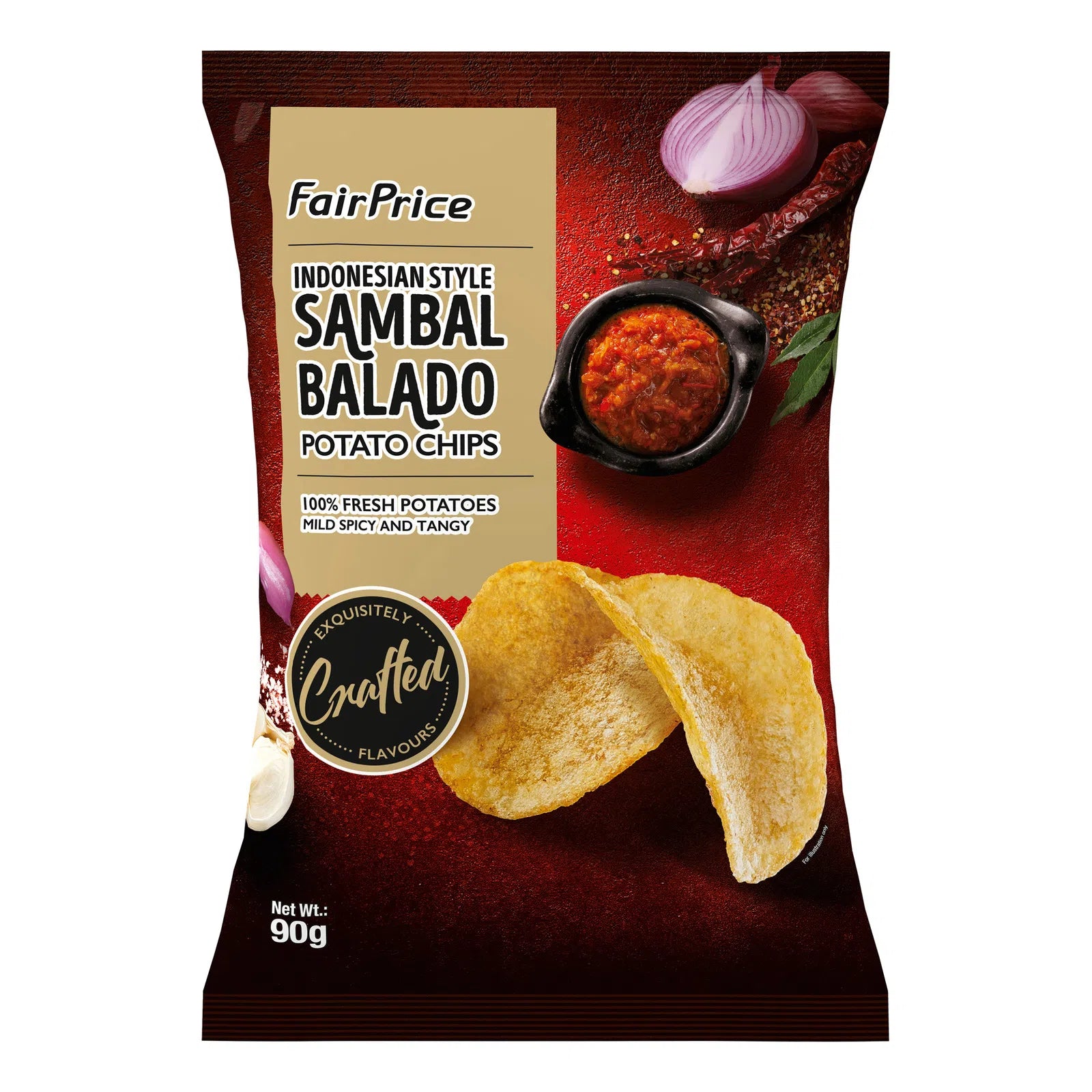 FairPrice Potato Chips Indonesian Style Sambal Balado 90g