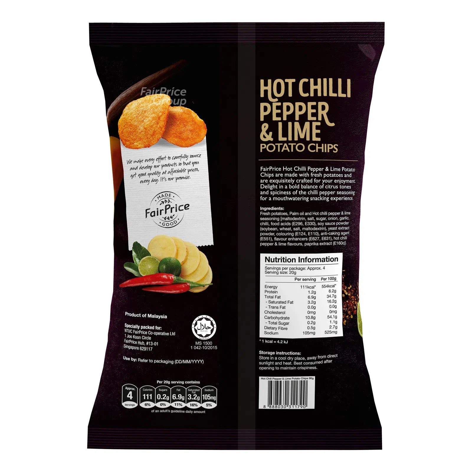 FairPrice Potato Chips Hot Chilli Pepper & Lime 90g