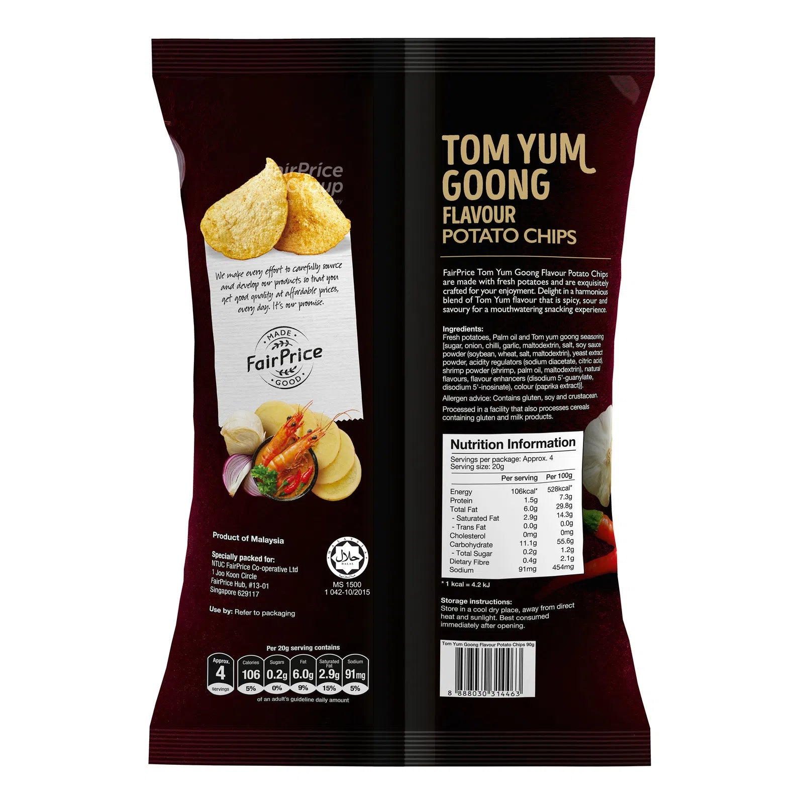 FairPrice Potato Chips Tom Yum Goong 90g