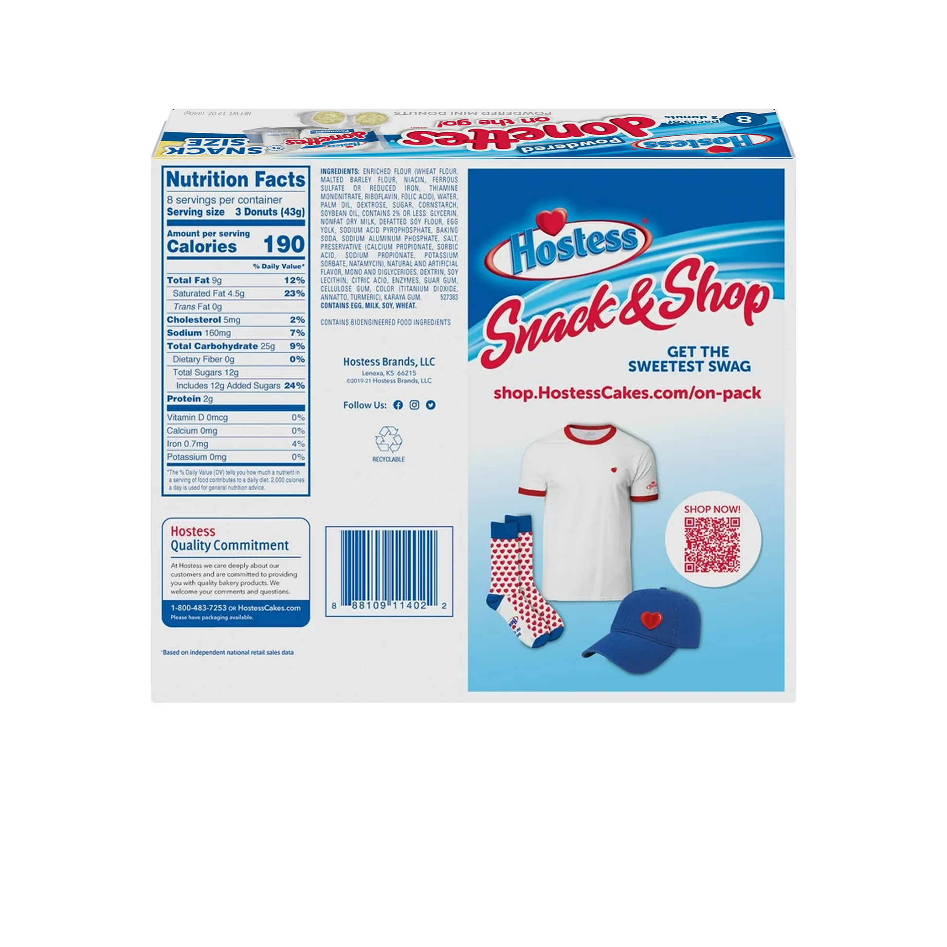 Hostess Donettes Powdered Sugar 12 oz
