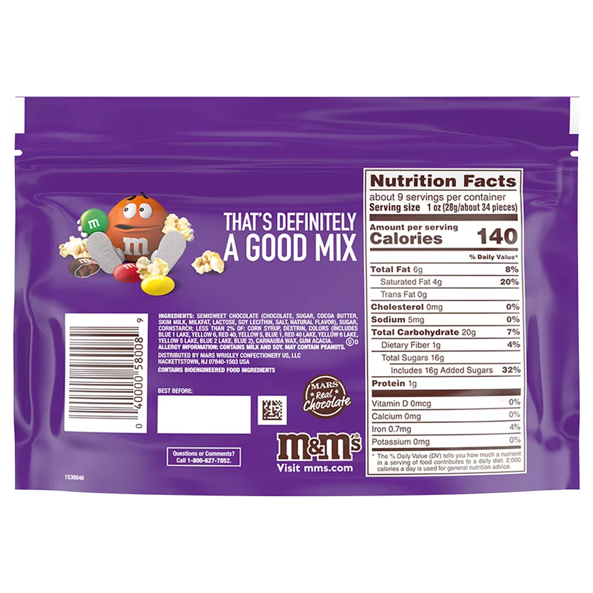 M&M Dark Chocolate Peanut 10.1 oz