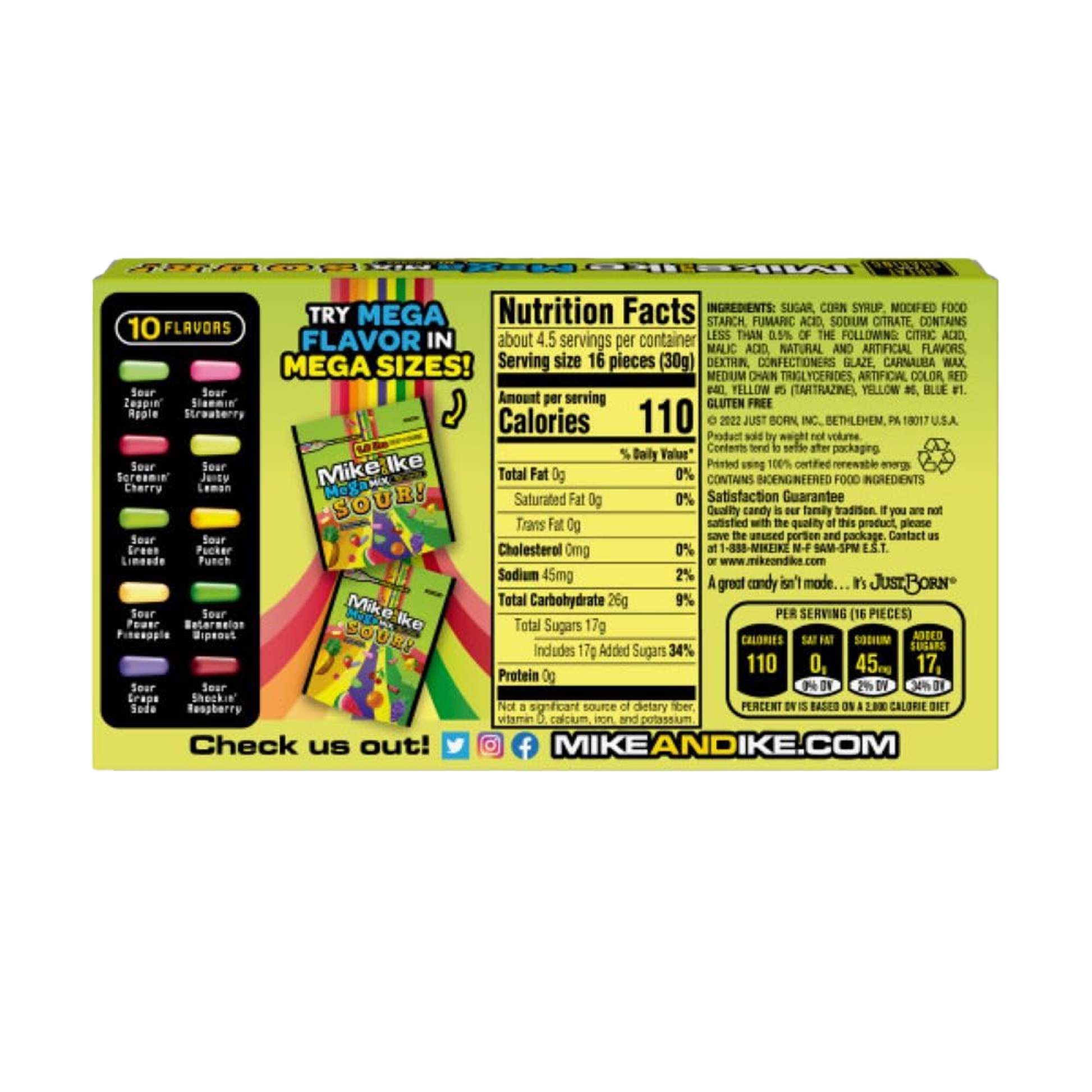 Mike & Ike Fruit Candy Mega Mix Sour 5 oz