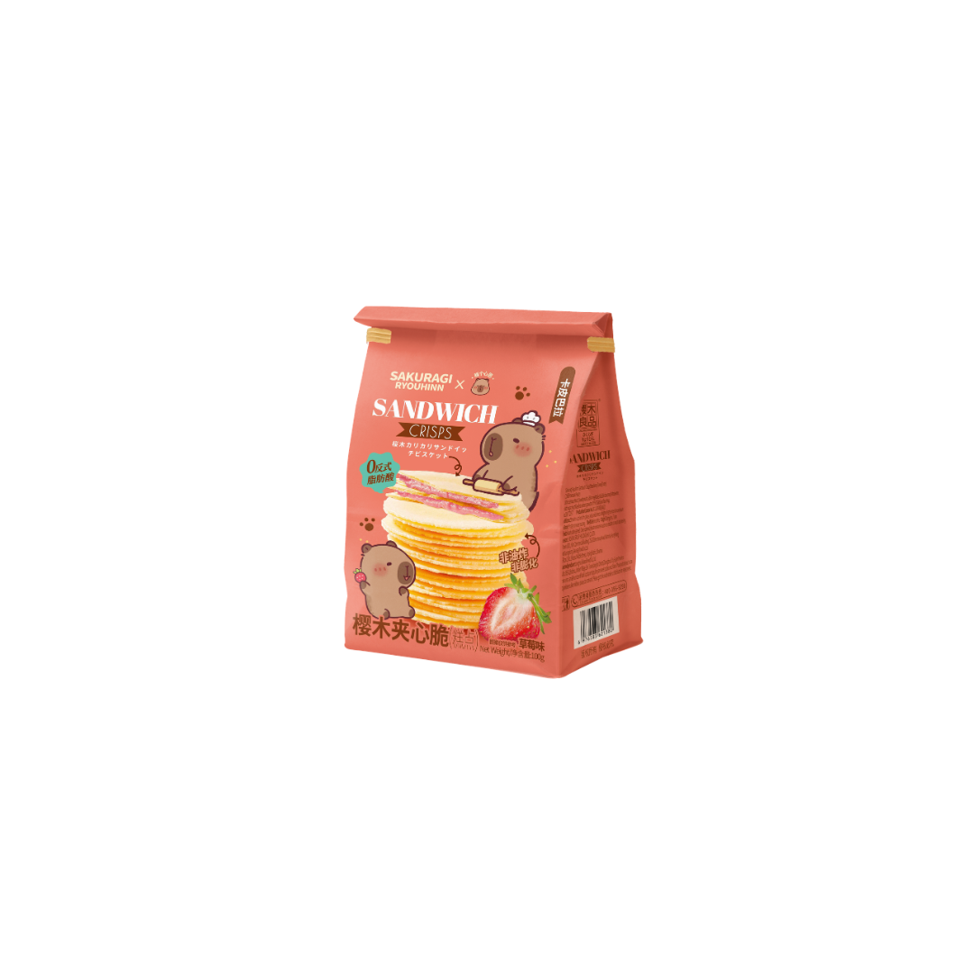 Sakuragi Ryouhinn Capybara Sandwich Crisps Strawberry Flavor 100g