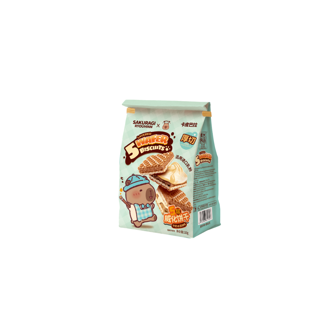 Sakuragi Ryouhinn Capybara Five Layered Thick Sliced Wafer Biscuits Milk Ice Cream Flavor 110g