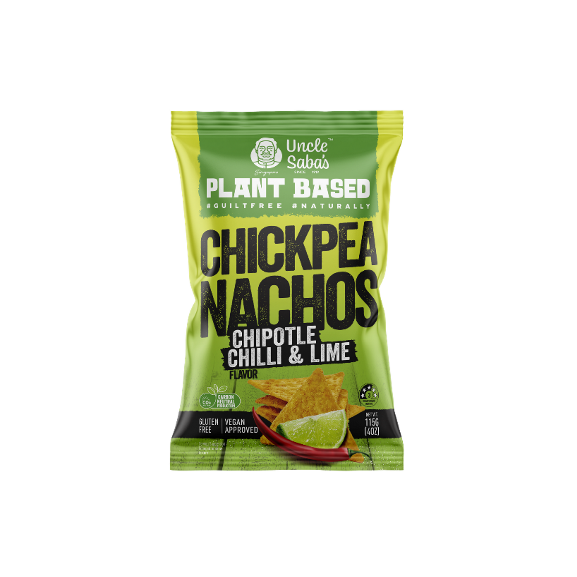 Uncle Saba’s Chickpea Nachos Chipotle Chilli & Lime 115 g