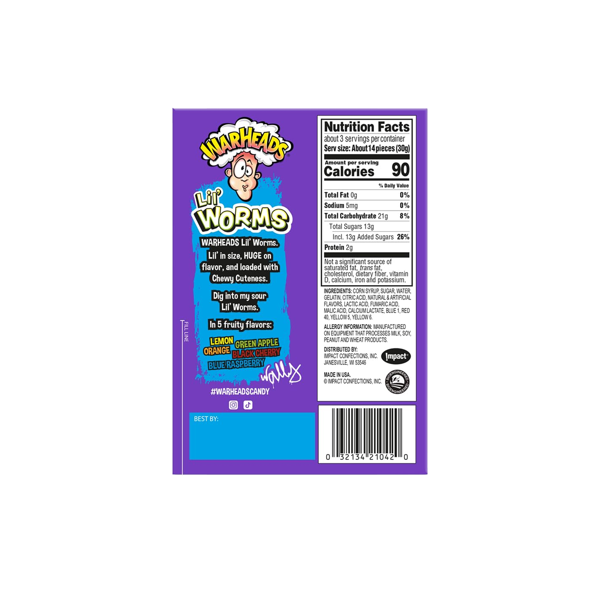 Warheads Lil Worms 3.5 oz