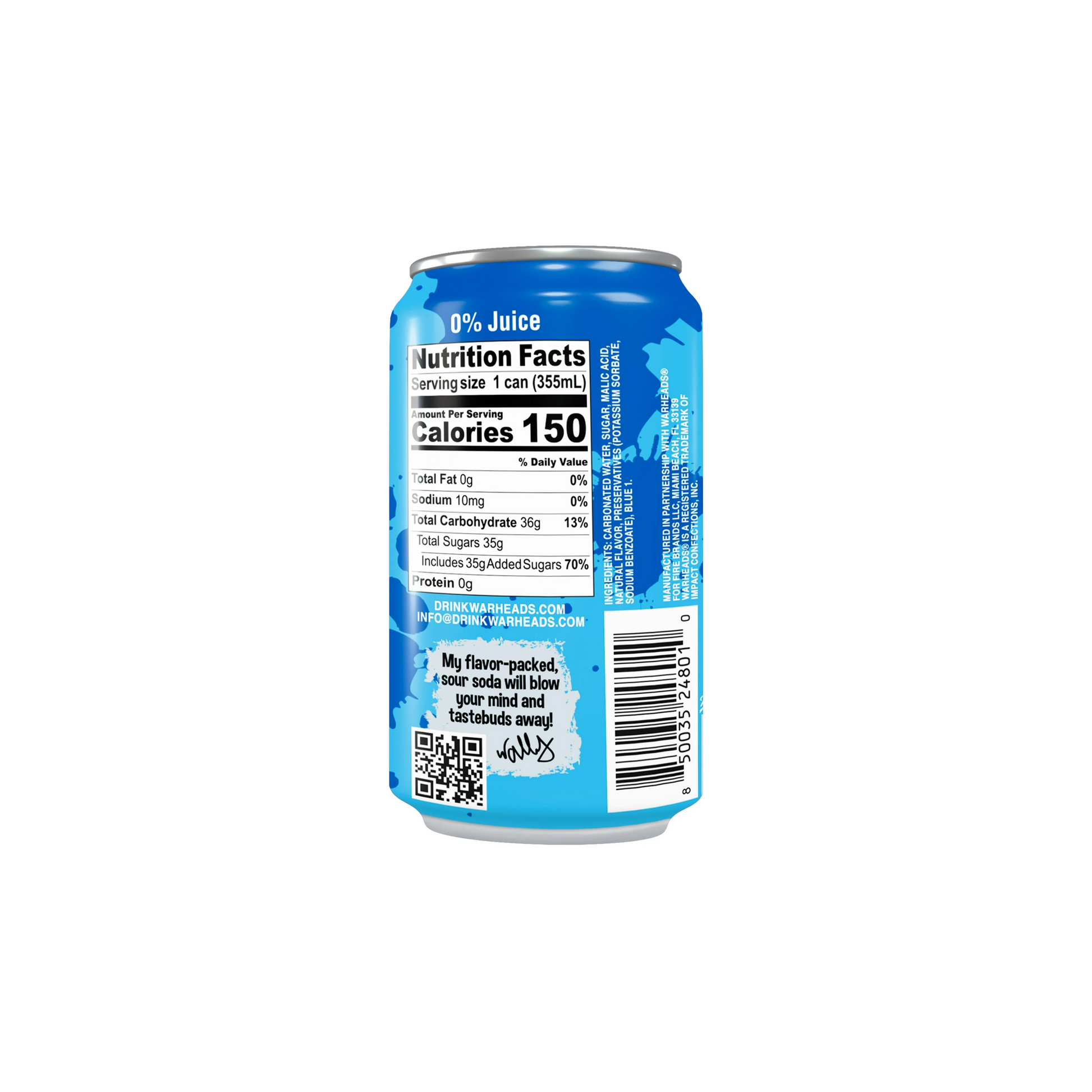 Warheads Soda Blue Raspberry 12 Oz