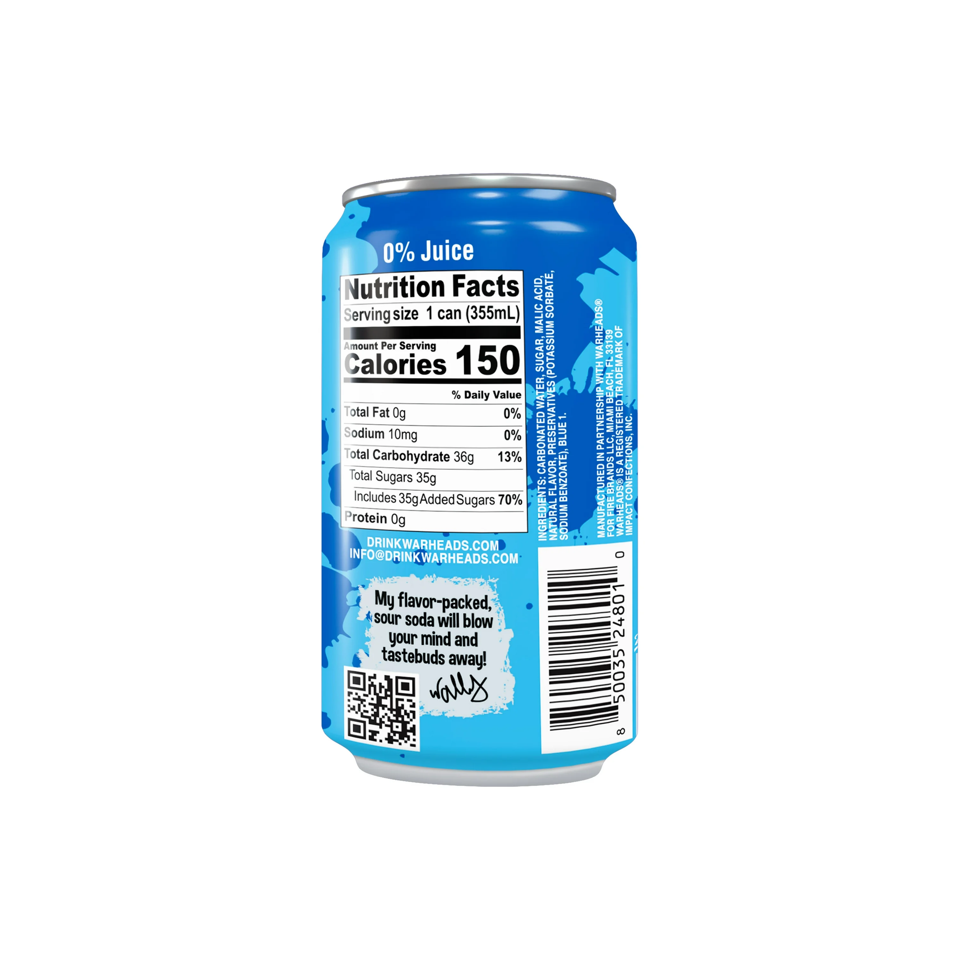 Warheads Soda Blue Raspberry 12 Oz