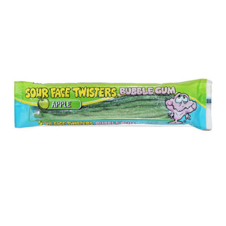 Face Twisters Sour Bubble Gum Green Apple